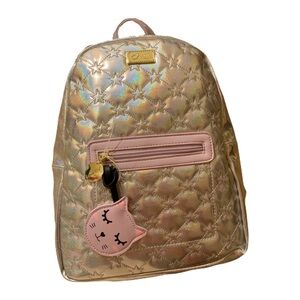 Stylish Betsey Johnson Silver Pink Star Backpack